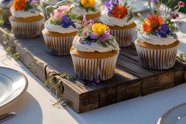 Cupcakes com flores