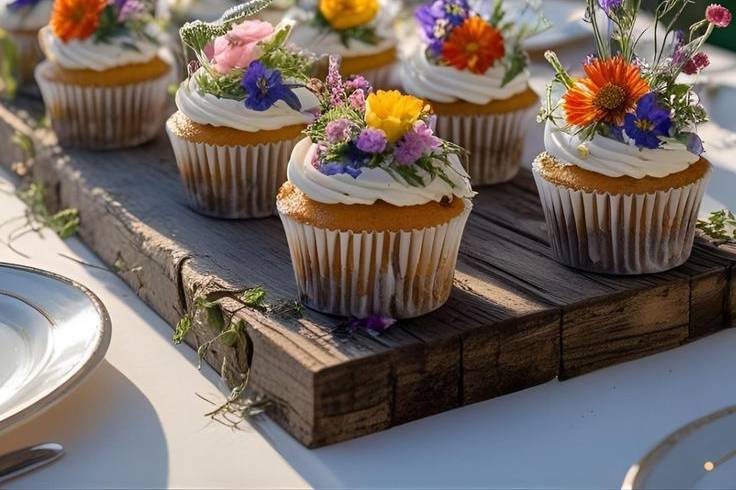 Cupcakes com flores