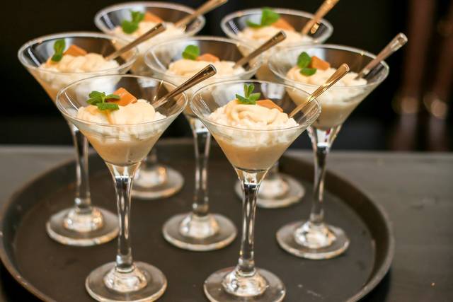 Arroz doce com nuvem de doce