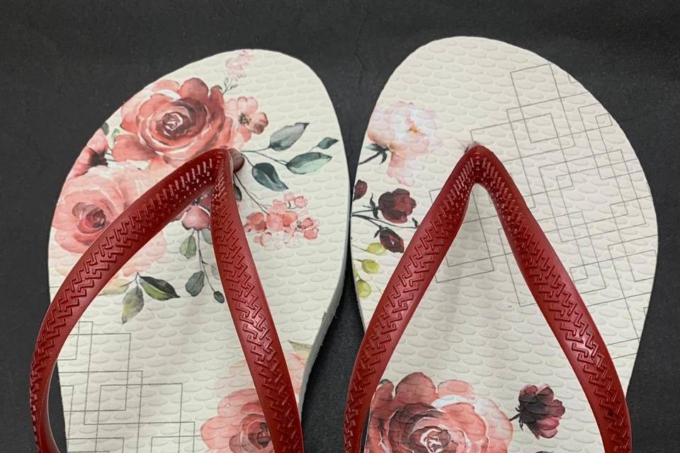 Chinelo losango floral