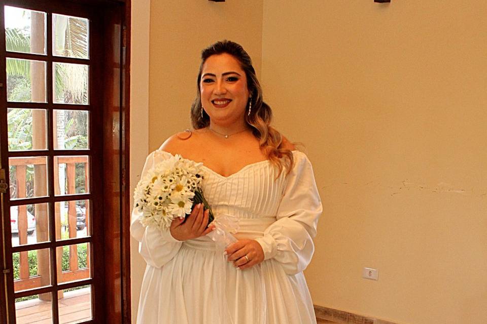 Ela e seu bouquet!