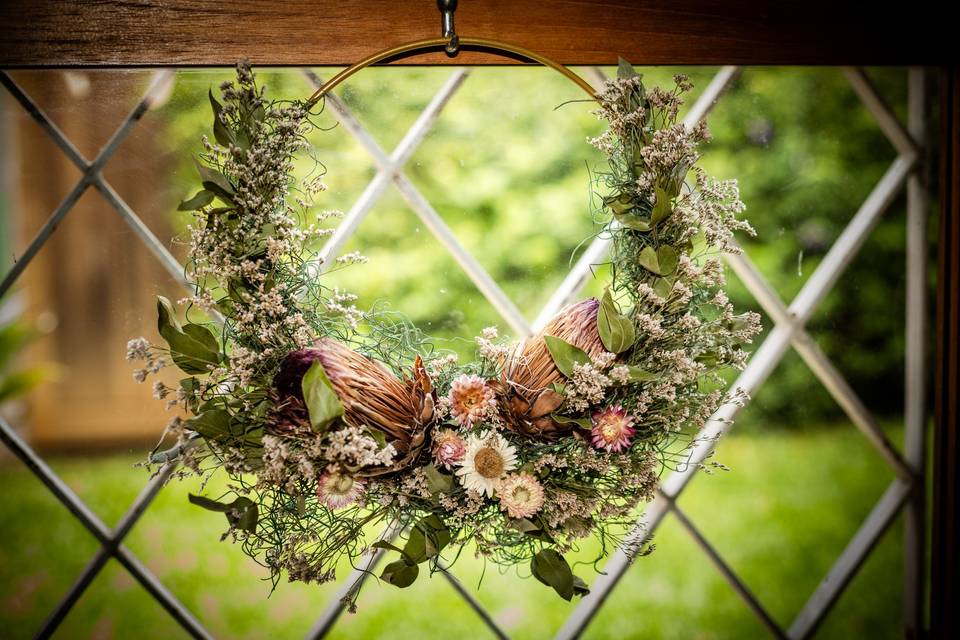 Hoop bouquet de flores secas