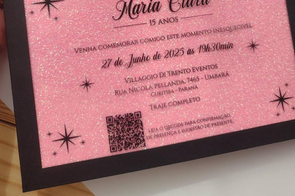 Convite caixa, glitter