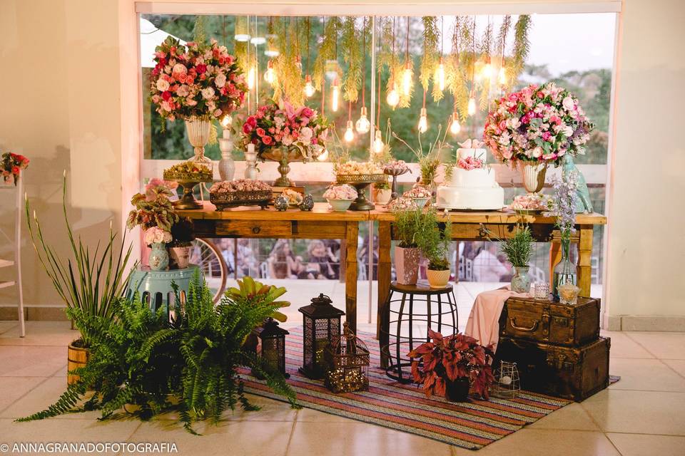 Mesa de doces estilo boho