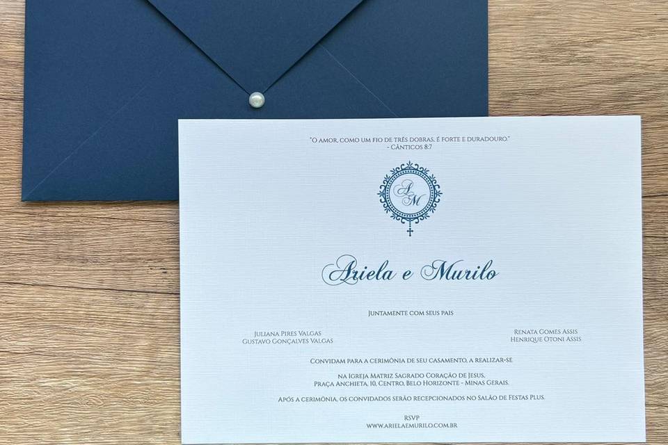 Convite azul forrado