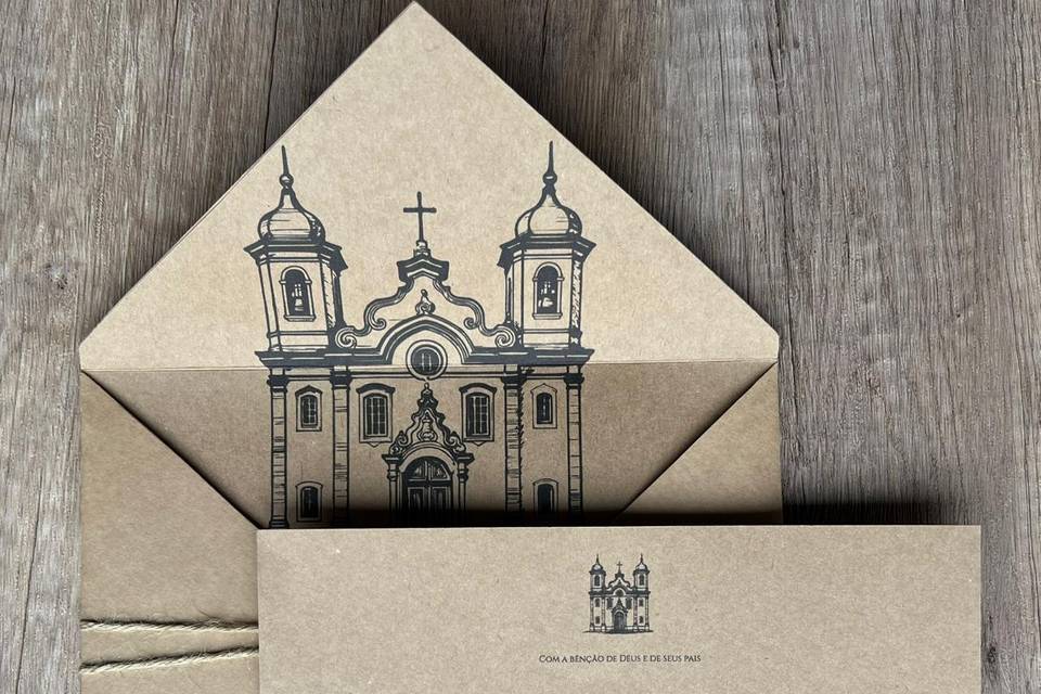 Convite kraft forrado