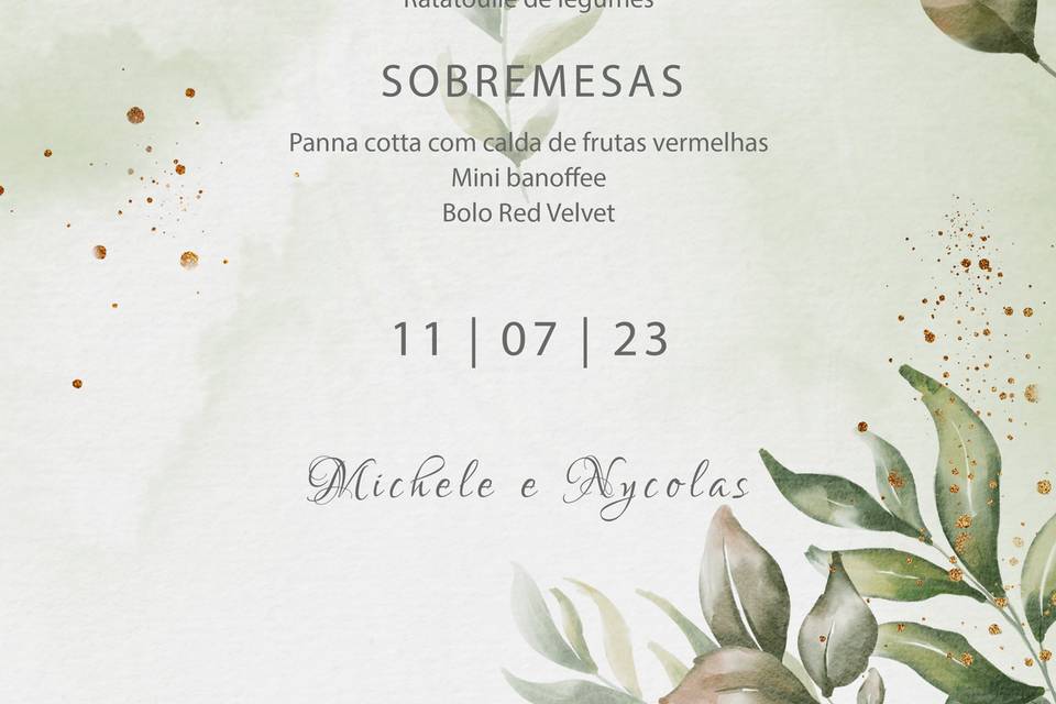 Menu do casamento