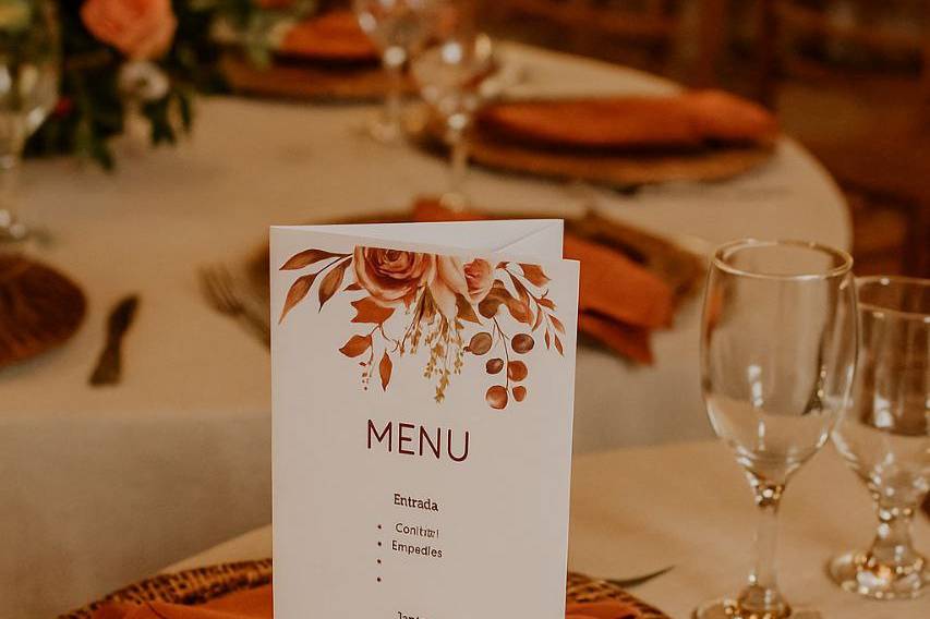 Marcador de mesa+ menu