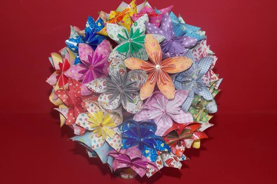 Buque  flores de papel origami