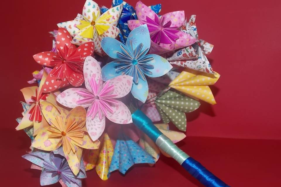 Buque flores de papel origami