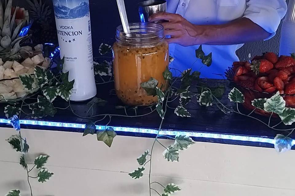 Bar tropical com folhas