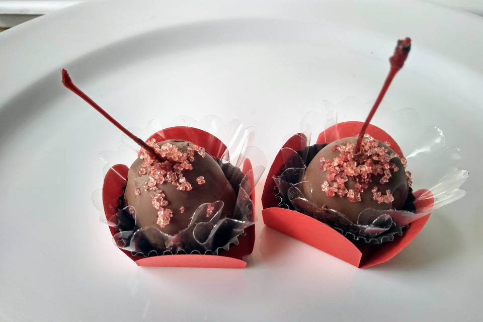 Trufas com cerejas