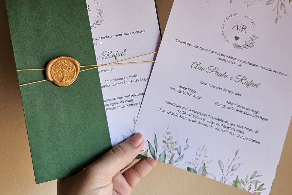 Convite envelope e lacre de ce