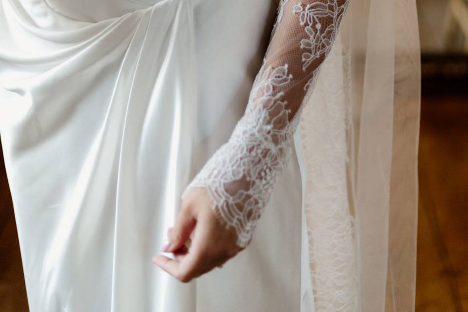 Detalhes do vestido da noiva