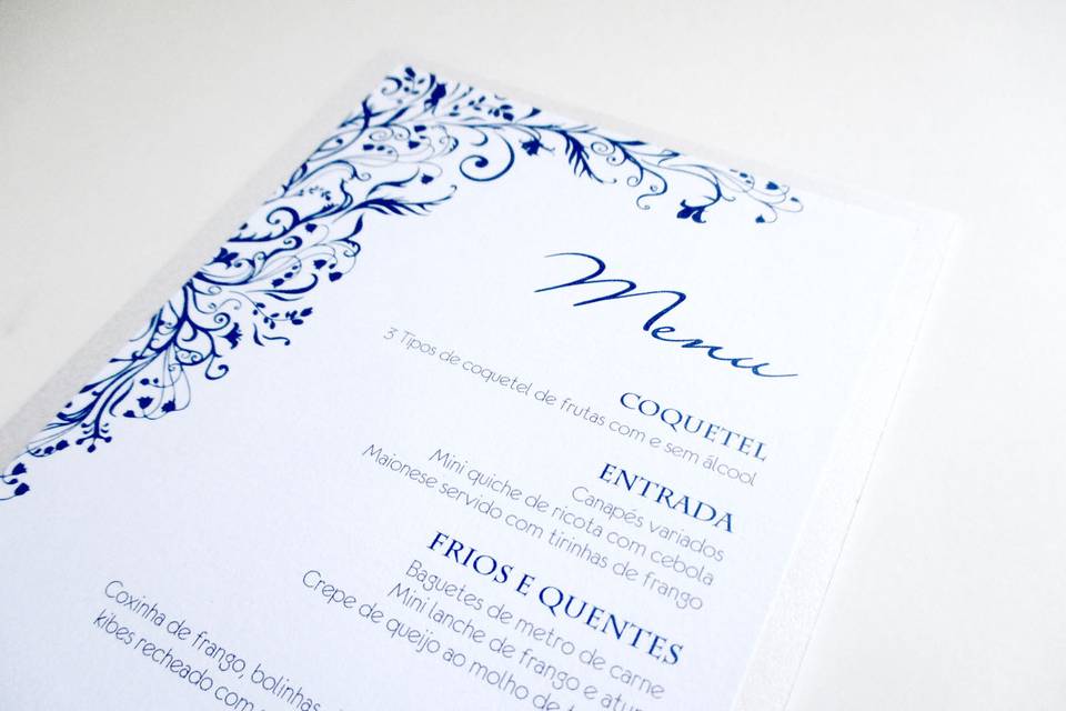 Menu folha azul