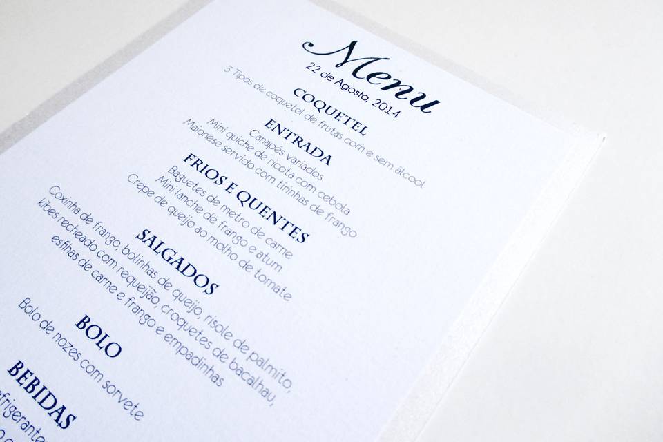 Menu folha com fita