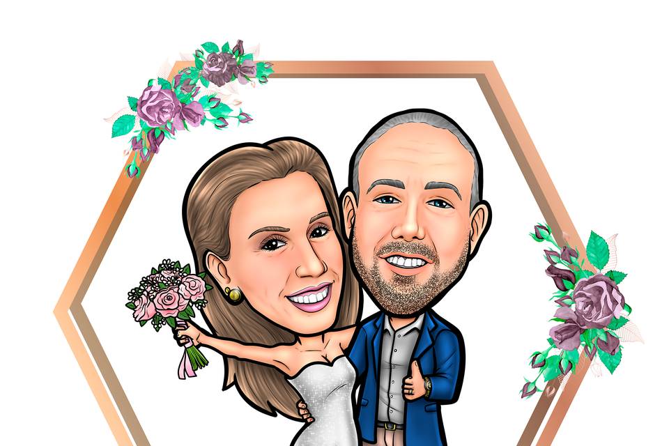 Caricatura - Convite de Casamento Online - Vassão Caricaturas