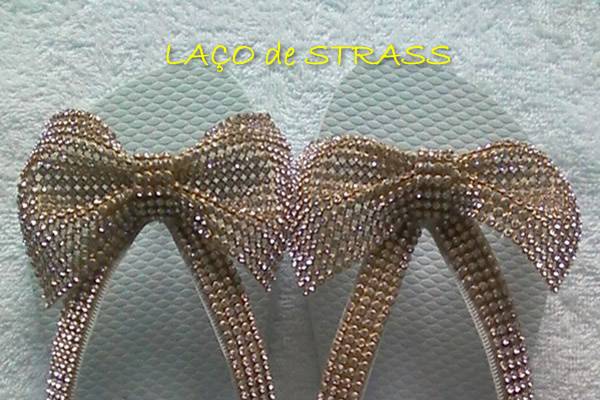 Laço Dourado de Strass