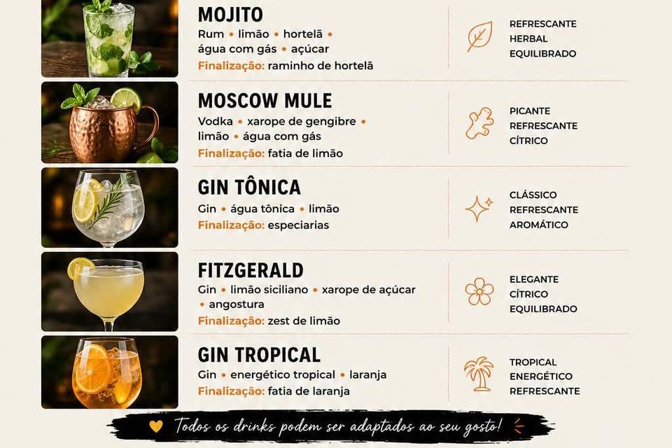 Sugestões de drinks