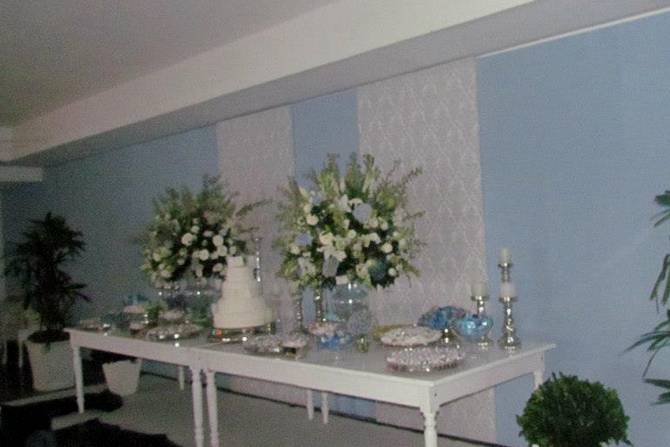Decoração mesa do bolo de casamento
