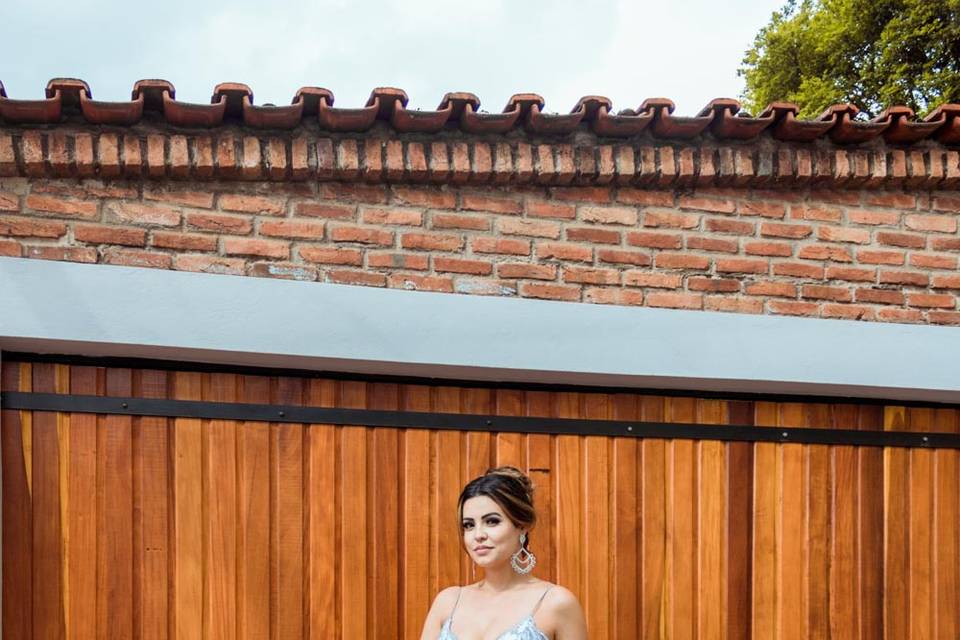 Vestido longo prata 754