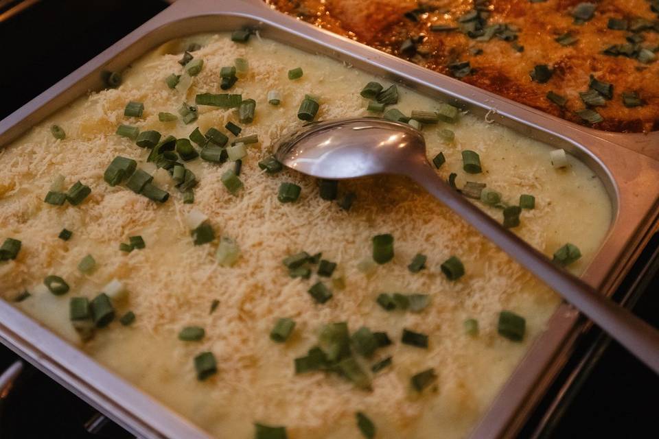 Batata gratinada e Rondelli