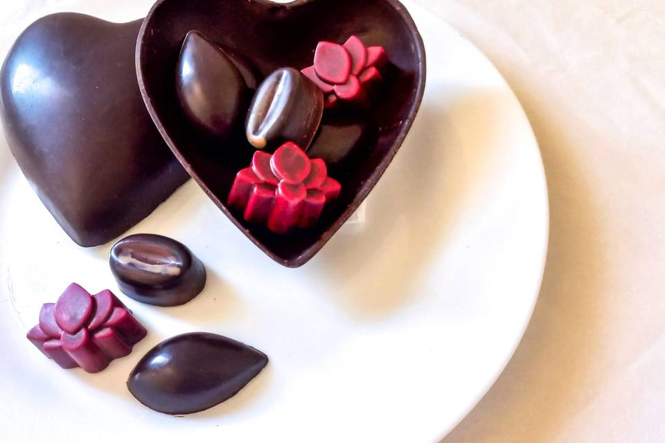 Coração  de chocolate bombons