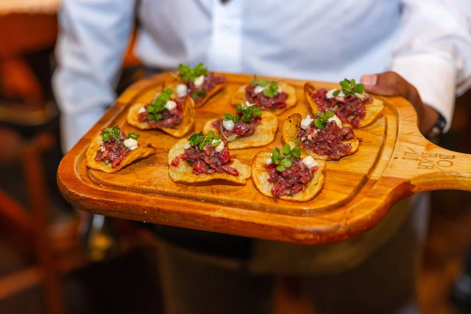 Steak tartare no chips de bata