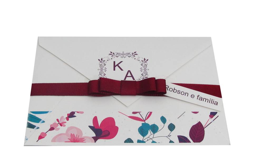 Convite envelope floral