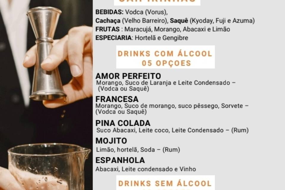 Cardápio bartender