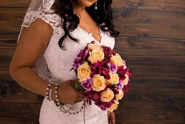 Uma noiva com penteado  preso