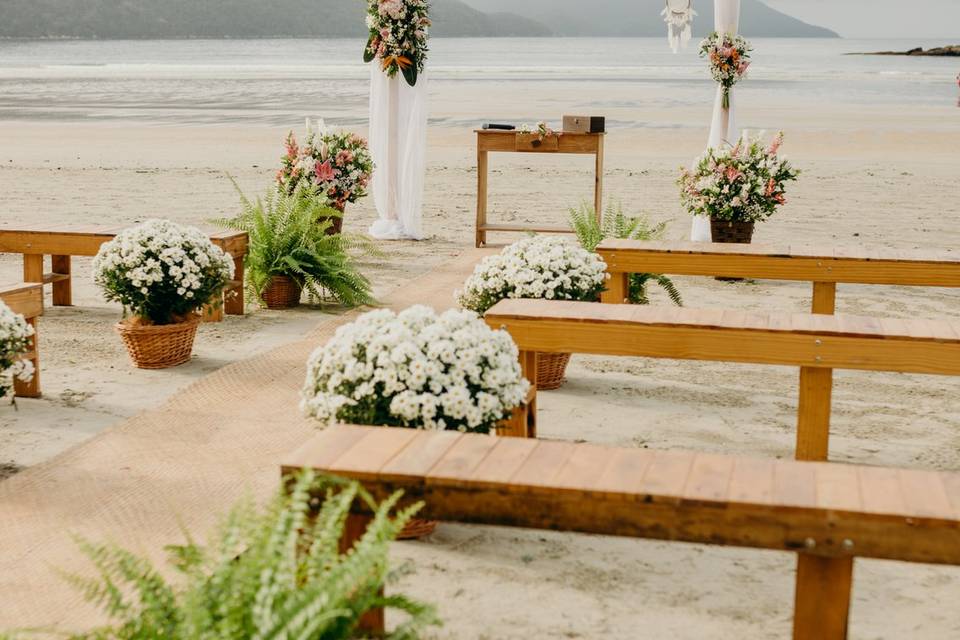 Casamento tropical na praia