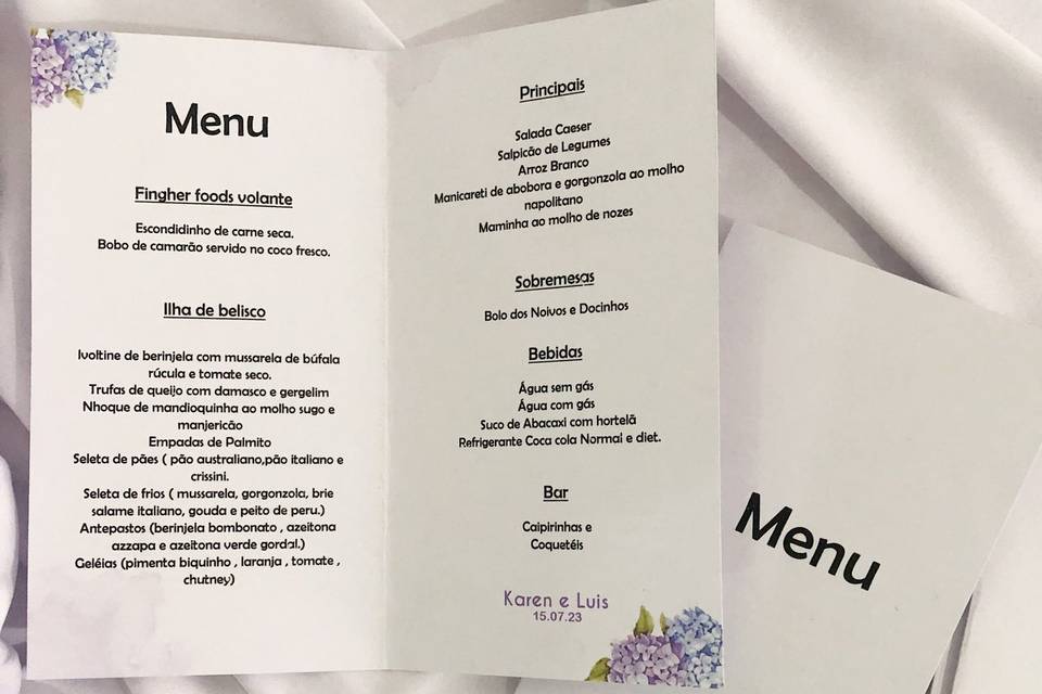 Menu - Cardápio personalizado