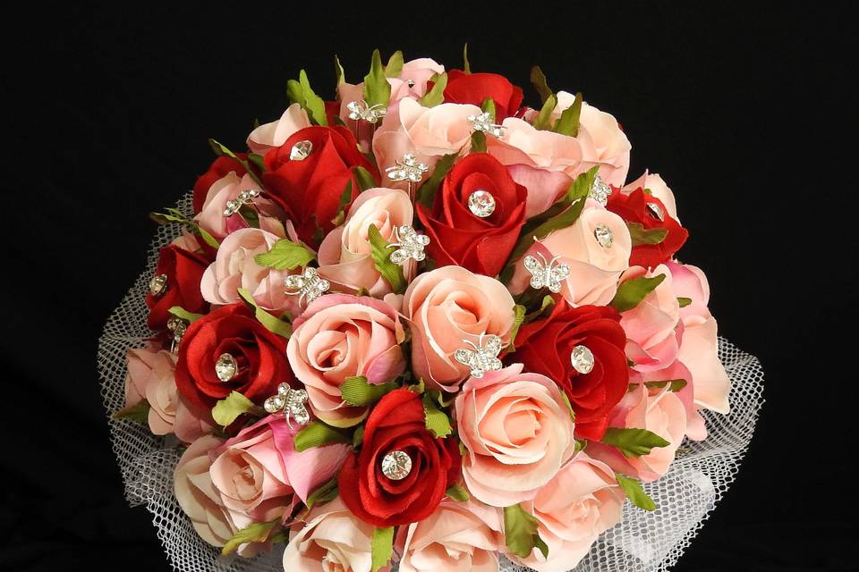 Bouquet rosas e strass