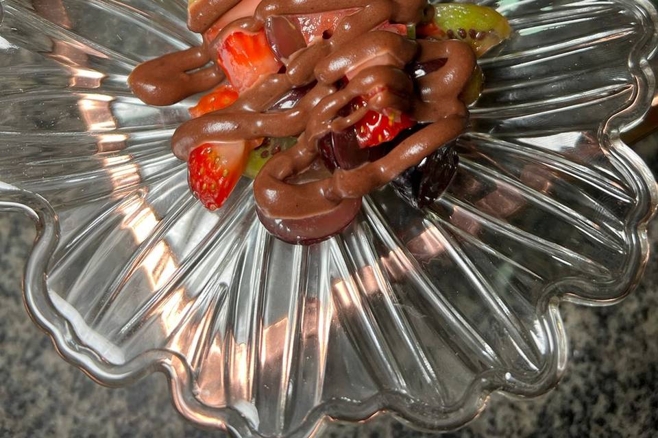 Frutas com chocolate
