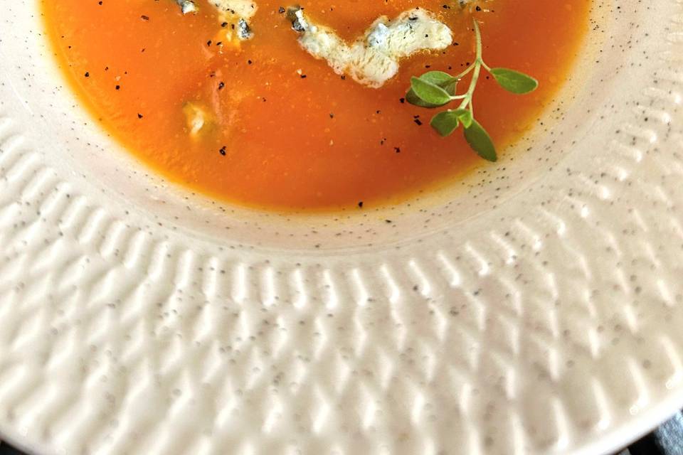 Creme de abóbora com gorgonzol