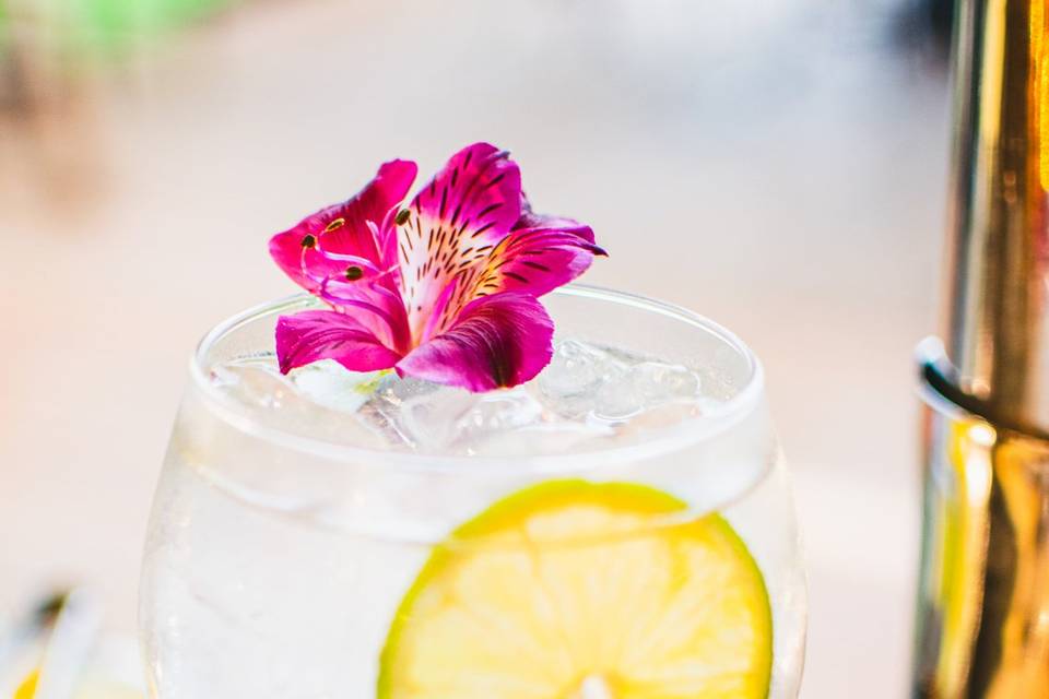 Gin tônica com flor