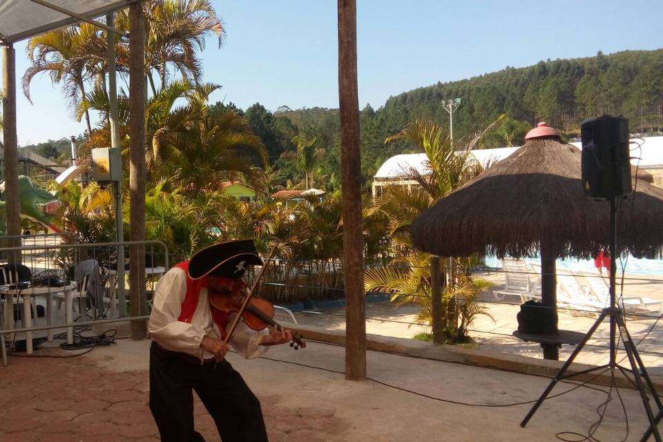Pirata violinista na praia