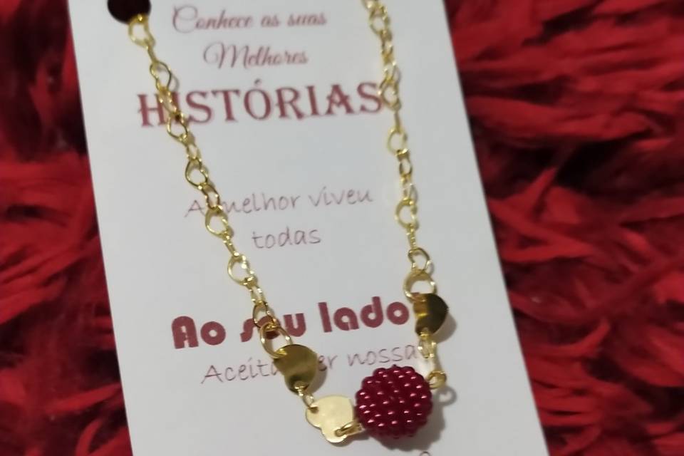 Pulseira coração elo marsala