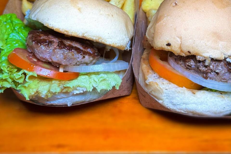 Ilha de mini hamburguer