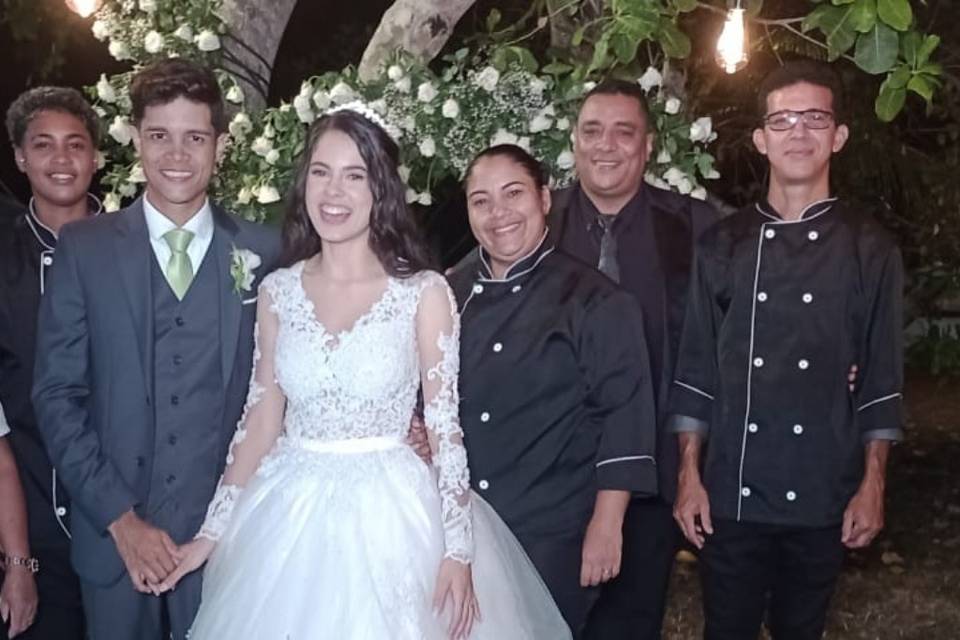 Foto com os noivos