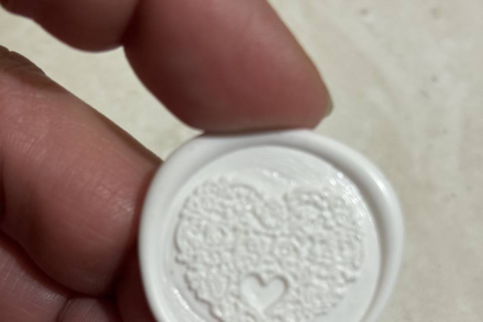 Lacre de cera branco Coração