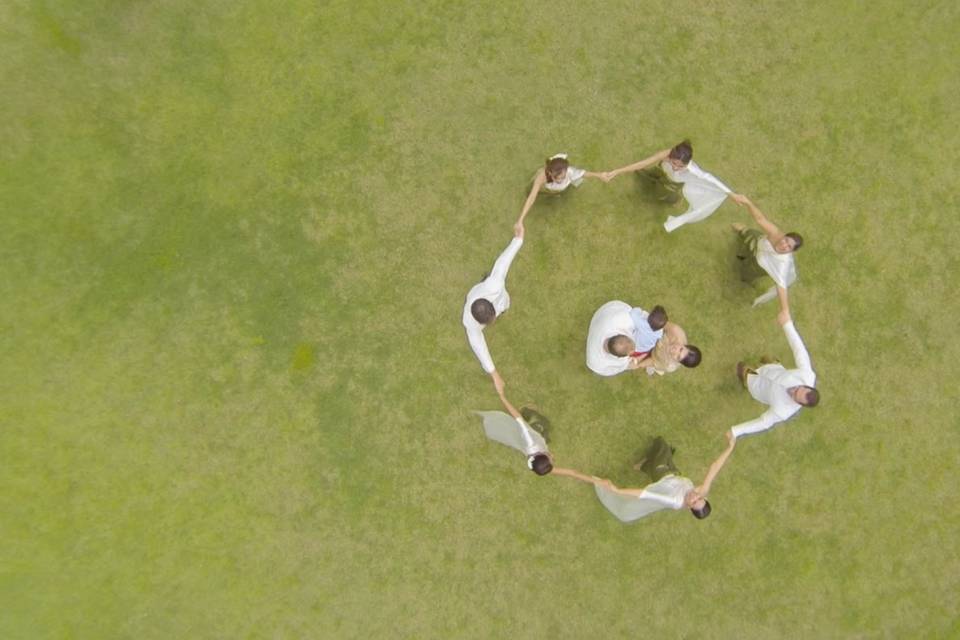 Foto aérea de pessoas