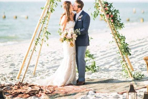 Casamento flores na praia