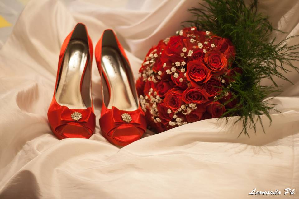 Sapatos e buquê