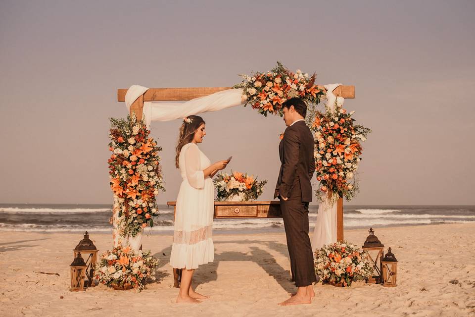 Elopement na beira da praia