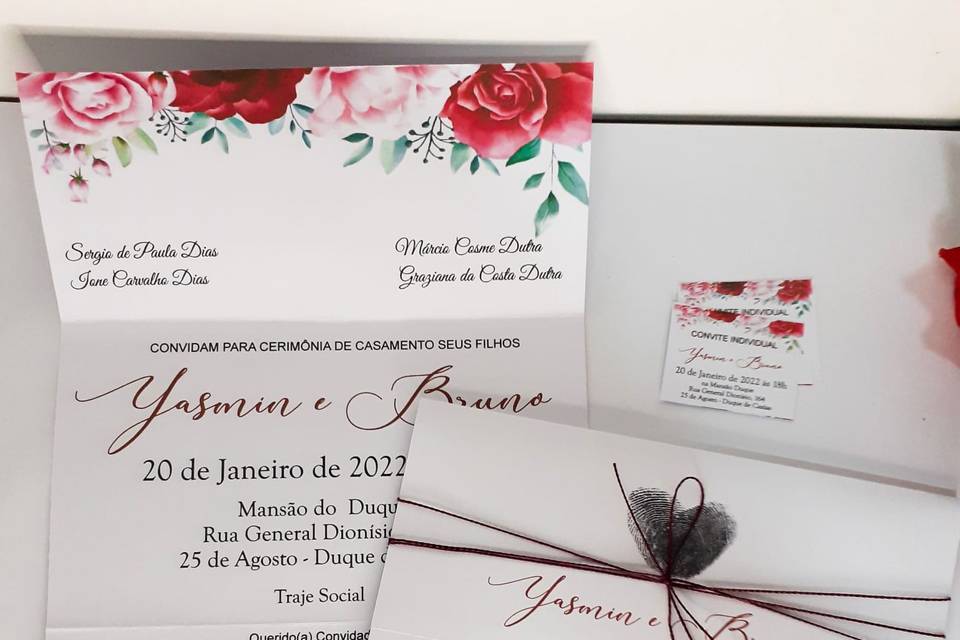 Convite floral marsala