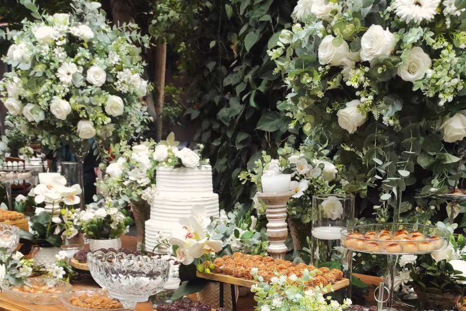 Decoração branco e verde