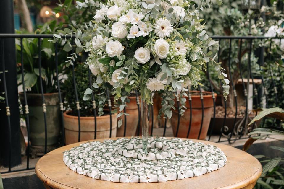 Decoração branco e verde