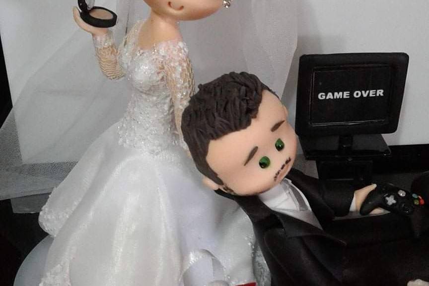 Topo de bolo de festa Game Over, decoração de placa de festa de casamento/recepção  de casamento preta